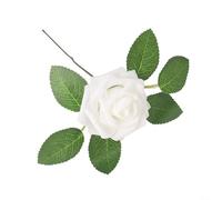 Rose artificiali in schiuma con steli, confezione da 25, per matrimoni, fai da te e decorazioni per la casa, realistiche steli di fiori in schiuma per artigianato ed eventi (bianco)