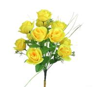 Rose artificiali in seta, bouquet di fiori finti con 12 steli, lunghezza 40 cm, tocco realistico, per feste nuziali, casa, hotel, ufficio, decorazione color crema (giallo)