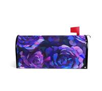 Rose astratte viola e blu nello stile del cubismo pittura dettagliata con uno sfondo scuro che mostra un motivo floreale in colori vivaci altamente dettagliati con pennellate ricche