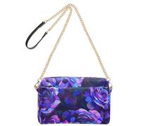 Rose astratte viola e blu nello stile del cubismo pittura dettagliata con uno sfondo scuro che mostra un motivo floreale in colori vivaci altamente dettagliati con pennellate ricche come un