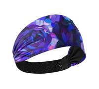 Rose astratte viola e blu nello stile del cubismo pittura dettagliata con uno sfondo scuro che mostra un motivo floreale in colori vivaci altamente dettagliati con pennellate ricche come un