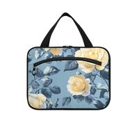 Rose Beauty Summer Flower e Bianchi Appeso Borse Cosmetiche con Cerniera con Gancio, Designer Lavabile Sacchetto Cosmetico per Viaggiare Donne Backpacking Bolsa de maquillaje para Mujer L