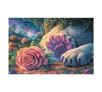 Rose Black Cat Paw Puzzle 1000 Pezzi Per Lui Amici E Colleghi Rompicapo Sfida Impossibile Giochi Da Tavolo Serate in Gruppo Regalo Natale 2025 1000 PCS