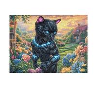 Rose Black Cat Puzzle 500 Pezzi Per Adulti in Cartone Rigido 3D Panoramico Per Viaggi E Vacanze Miglioramento Concentrazione Edizione Esclusiva Qualità 500 PCS/52×38cm
