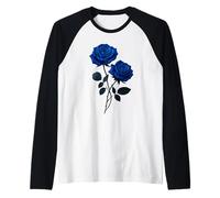 Rose Blu Coppia Fiore Fantasia Gotica Arte Estetica Floreale Maglia con Maniche Raglan