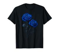 Rose Blu Coppia Fiore Fantasia Gotica Arte Estetica Floreale Maglietta