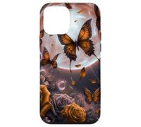Rose Butterfly Design Cute Orange Floral Print Flower Galaxy Custodia per iPhone 12 mini