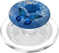 Rose Butterfly Flower Cell Phone Button Pop Up Holder Blue PopSockets PopGrip per MagSafe