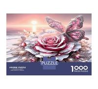 Rose Butterfly Gem 1000 Pezzi Puzzle Elegant Flora Puzzle Classico Cartone Riciclato - Hit Delle Famiglie, Attività Festive, Regalo Anniversario E Tempo Libero Indoor 52x38cm/1000pcs