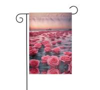 Rose by the sea Bandiera decorativa per esterni, bandiera da appendere al giardino, piccola bandiera da giardino, bandiera invernale natalizia per esterni, 30,5 x 45,7 cm