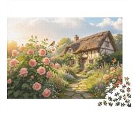 Rose Cottage Puzzles 1000Pezzi Riciclato Materiale Germany Garden Puzzle for Ragazzo e Ragazza Divertente Regalo e Attività for Casa Ideal for Bambino‘s Compleanno Gift 70x50cm/1000pcs