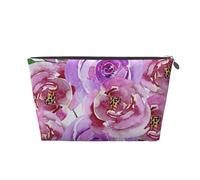 Rose di peonia acquerello viola e viola lilla, Borsa da toilette Borsa per trucco Borsa per cosmetici Borsa da toilette da viaggio portatile