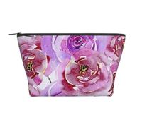 Rose di peonia acquerello viola e viola lilla, Borsa da toilette Borsa per trucco Borsa per cosmetici Borsa da toilette da viaggio portatile
