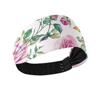 Rose disegnate a mano Pesca Fascia antiscivolo cravatta per le donne Elastiche tennis fasce per il sudore per la corsa Yoga Palestra accessori para el cabello de mujeres