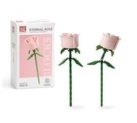 Rose eterne di blocchi da costruzione, confezione da 2, fiori rosa da assemblare, rosa eterna, kit fai da te per adulti, regalo per donna, San Valentino, anniversario, compatibile con fiori Lego