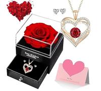 Rose Eternelle - Cofanetto regalo da donna, rosa eterna con argento 925, collana orecchini gioielli regalo di compleanno donna, regalo eterno per coppia, mamma, San Valentino, festa delle mere, oro