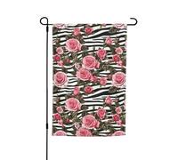 Rose Fiore Zebra Stripes Stampa Versatile ed elegante Giardino Bandiera Tutte le Stagioni Outdoor Yard Decor Portici Giardini