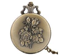 Rose Flower Bronze Quartz Pocket Watch Pocket Wall Clock Pendant Pocket Watch Necklace Pocket Watch Men's and Women's Gifts
