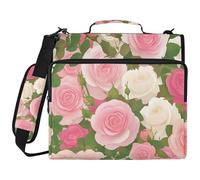 Rose Flower Patterns 3D Visual 3 Ringing Binder con tasche extra con cinturino impermeabile con cerniera portafoglio adatto per scuola media Clip de cremallera escolar