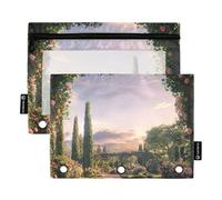 Rose Garden in Portland - Set di 2 astucci per matite e matite, con cerniera, in plastica, per trucchi, accessori di cancelleria
