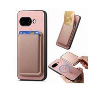 (Rose Gold, Multicolor) For Google Pixel 9a Case Detachable Magnetic Card Bag Leather Phone Back Cover - Orange