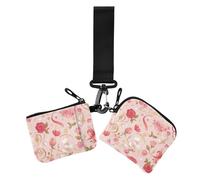 Rose Gold Romantiche Rose per San Valentino Portamonete da donna Porta carte di credito sottile piatto portafoglio organizer con cinturino da polso per donne 2 pezzi, Rose Oro Rose romantiche per San