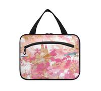 Rose Golden Fairy Tale Castle Hanging Makeup Bag per le donne con gancio, Designer Necessities Borse cosmetiche per accessori da viaggio per le donne Bolsa para guardar maquillaje L