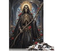 Rose gotiche del Tristo Mietitore Puzzle 1000 Pezzi, Sfida Puzzle | Design romantico scuro, Stile ombra drammatico, Motivo Puzzle, Sfida, Arte fantasy gotica, Sfida Puzzle, 14+, 70x50cm.
