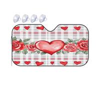 Rose Heart Check Auto Parasole per Parabrezza Anteriore Parabrezza Copri Sole Pieghevole Auto Parasoles per SUV Camion Furgoni 70x130cm