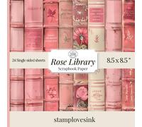 Rose Library Scrapbook Paper Book: 24 unique Single-sided Vintage Book Spine designs
