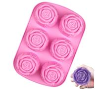 Rose Mold Silicone - 6 Cavity Silicone Mold For Handmade Soap | Rose Flower Design | Easy Release | Ice Block Tray For Cocktails Juice Whiskey Jelly Chocolate Handmade Soap, Lotion Bar