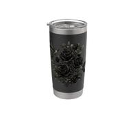 Rose nere gotiche colibrì floreale botanico Bicchiere termico in acciaio inox doppia parete