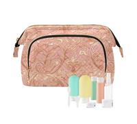 Rose Oro Romantiche Rose per San Valentino Borsa da viaggio Borsa cosmetica portatile Trucco Donna Portafoglio portamonete per grande capacità