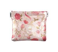 Rose Oro Romantico Rose per San Valentino Donna PU Pelle Portamonete Unico Cash Coin Purse per le donne, Rose Gold Rose romantiche per San Valentino, Decorazione