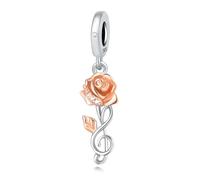 Rose pendant Charm, 925 Sterling Silver Charm Bracelet Accessory, Compatible with Pandora Bracelet Neckalce