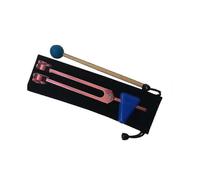 (Rose pink) Chakra Tuning Fork Set with Wooden Striker - 136.1 Hz Sound Healing Therapy Tool for Energy Balancing in a Portable Pouch