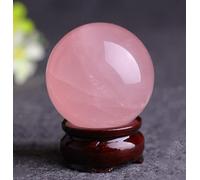 Rose Quartz Sphere Ball, Crystal Ball with Wood Stand,Large Crystals Sphere Sculpture for, Crystal, Home Decoration,130mm/5.1in