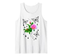 Rose Rosa con Farfalle e Gocce di Rugiada Forme Mania Canotta