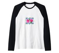 Rose Rosa e Non Ti scordar di Me Fiori Maglia con Maniche Raglan