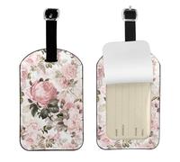 Rose rosa seppia vintage shabby chic,Etichette per bagagli in pelle PU, etichette per bagagli resistenti da viaggio, 2 pezzi