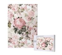 Rose rosa seppia vintage shabby chic,Puzzle in legno da 1000 pezzi per adulti e adolescenti