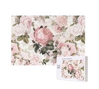 Rose rosa seppia vintage shabby chic,Puzzle in legno da 300 pezzi per famiglie, per adulti e adolescenti, decorazioni per la casa