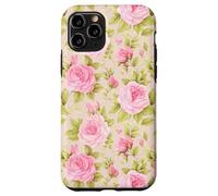 Rose rosa vintage su sfondo a righe morbide Custodia per iPhone 11 Pro