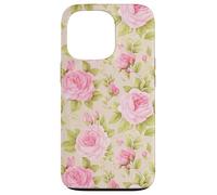 Rose rosa vintage su sfondo a righe morbide Custodia per iPhone 13 Pro
