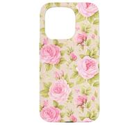 Rose rosa vintage su sfondo a righe morbide Custodia per iPhone 15 Pro