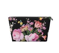 Rose rosa vintage sulla rosa naturale, Borsa da toilette Borsa per trucco Borsa per cosmetici Borsa da toilette da viaggio portatile