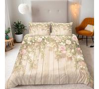 Rose RosaPiccoli Fiori Bianchi Copripiumino Una PiazzaMezza 200x200 (2 Federa 50x80) Atmosfera Naturale Ed Elegante Set Copripiumino 3D Microfibra Ultra Angoli FissiCerniera Morbido LeggeroFacile