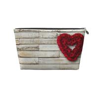 Rose rosse a forma di cuore stampate, Borsa da toilette Borsa per trucco Borsa per cosmetici Borsa da toilette da viaggio portatile