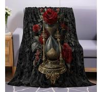 Rose Rosse Coperta Plaid in Flanella 100 x 130 cm Fiori e clessidra Microfibra Morbida e Calda per Letto Matrimoniale e Divano