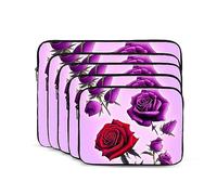 Rose rosse e viola Custodia per laptop da 15 pollici Custodia per laptop portatile antiurto moda borsa per laptop per donne uomini valigetta per laptop